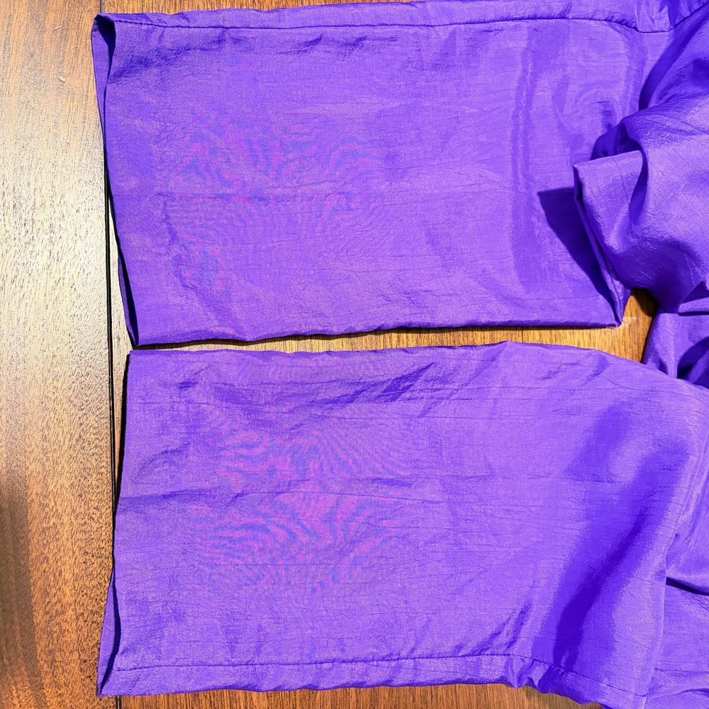 Vintage Joan Walters Woman's Nylon Button Up Jumpsuit Size 8 Purple 80's 90's - Picture 12 of 16